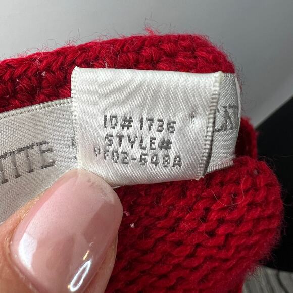 Petite Sophisticate Red White Cardigan Sweater Knit Snowflake Full Zip Small S - Picture 9 of 11